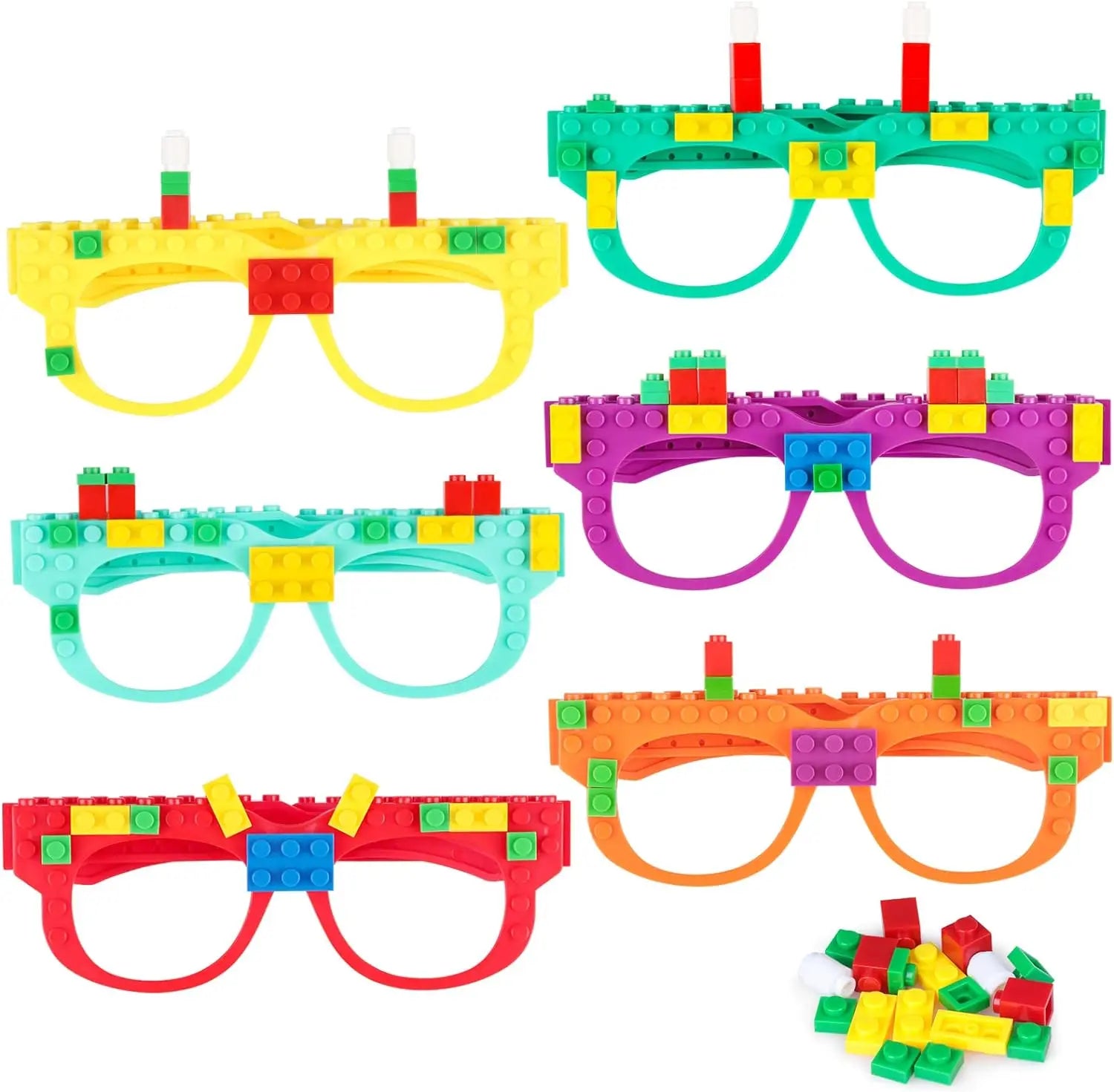 DIY Building Bricks Glasses Building Blocks Games for Kids Creative Building Block Birthday Party Favors, Carnival Party Games
