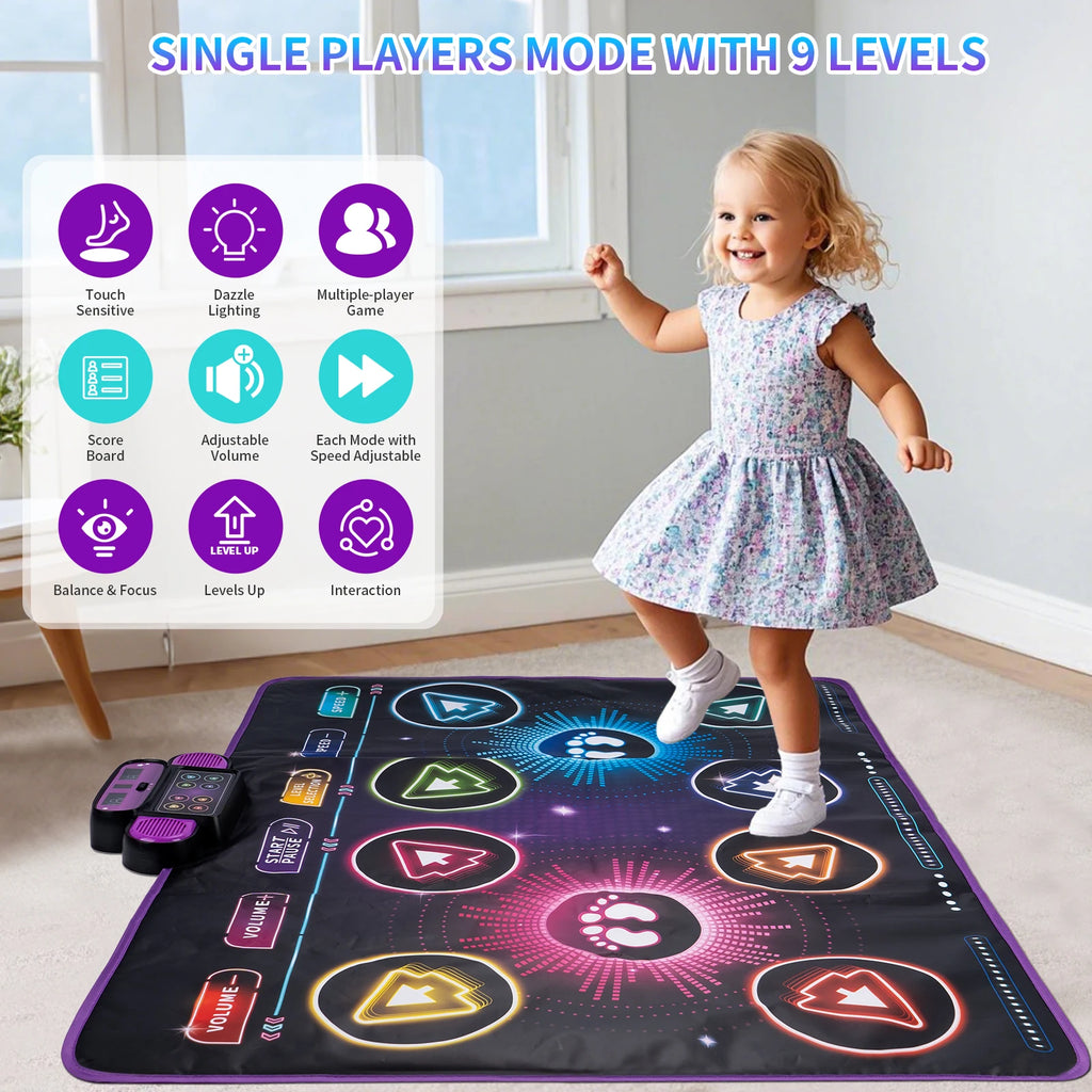Kids Electronic Dance Mat Dancing Blanket Double Players Mode with 9 Levels Kid Floor Music Blanket Educational Toys Kids Gifts