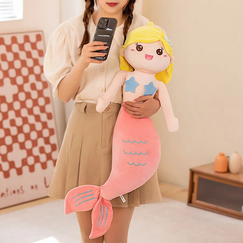 High Quality Cartoon Kawaii Mermaid Plush Toys Soft Animal Plush Pillow Stuffed Toy Princess Dolls Children  Girls Birthday Gift