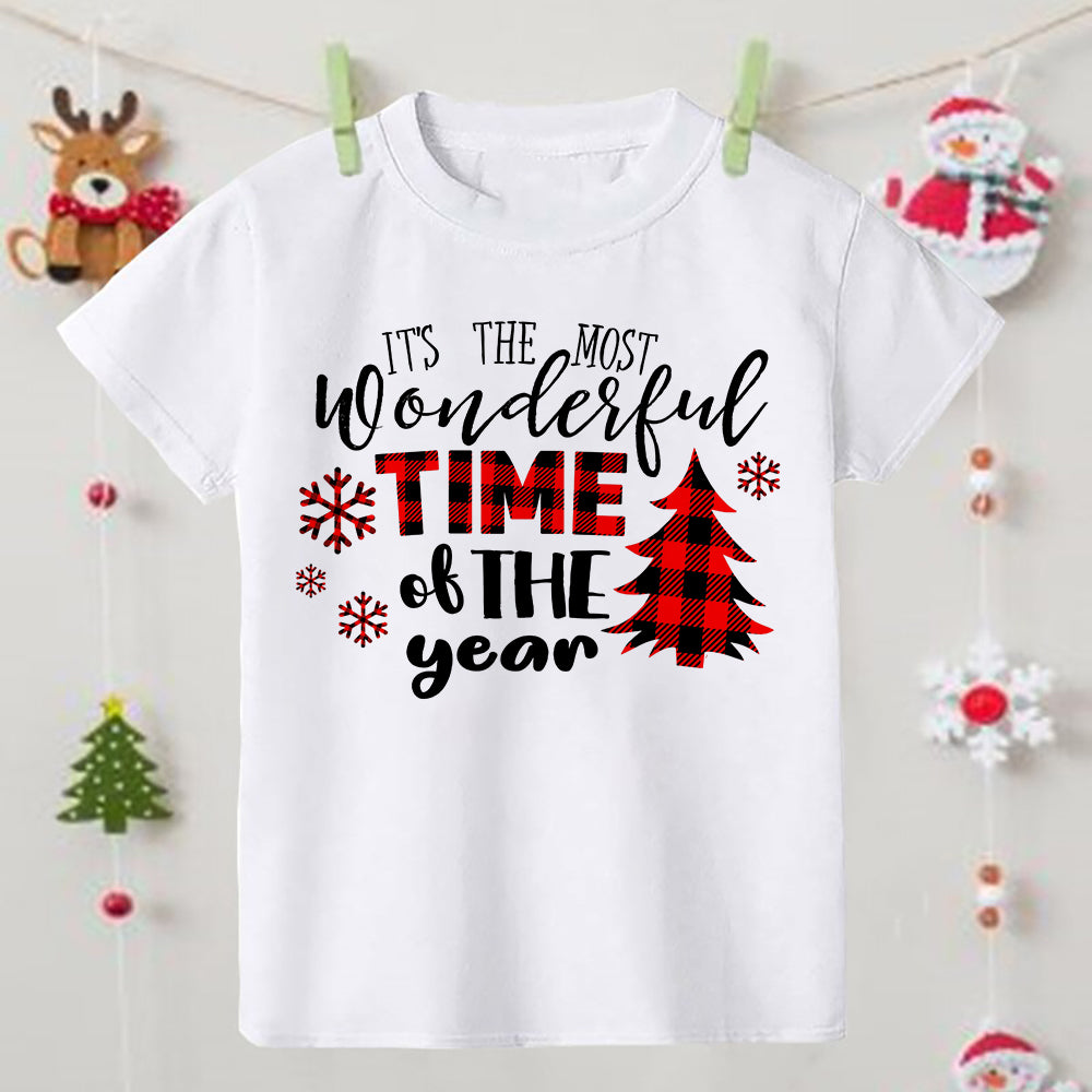 Christmas Family Matching Outfit T-shirt Xmas Party Gift It's The Most Wonderful Time of The Year Print Cute T Shirt Family Look