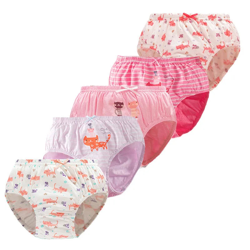 5Pcs/Set Children Underwear For Girls Cotton Soft Baby Girl Briefs Cute Cartoon Kids Triangle Underpants Exquisite Box Packaging