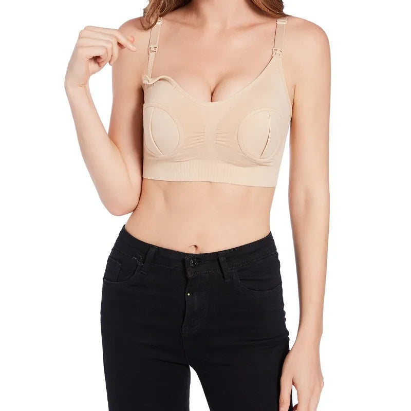 Maternity Hand Free Pumping Breastfeeding Function Bra Women Enhancement Underwear Breast Bra Can Wear All Day Pregnancy Clothes