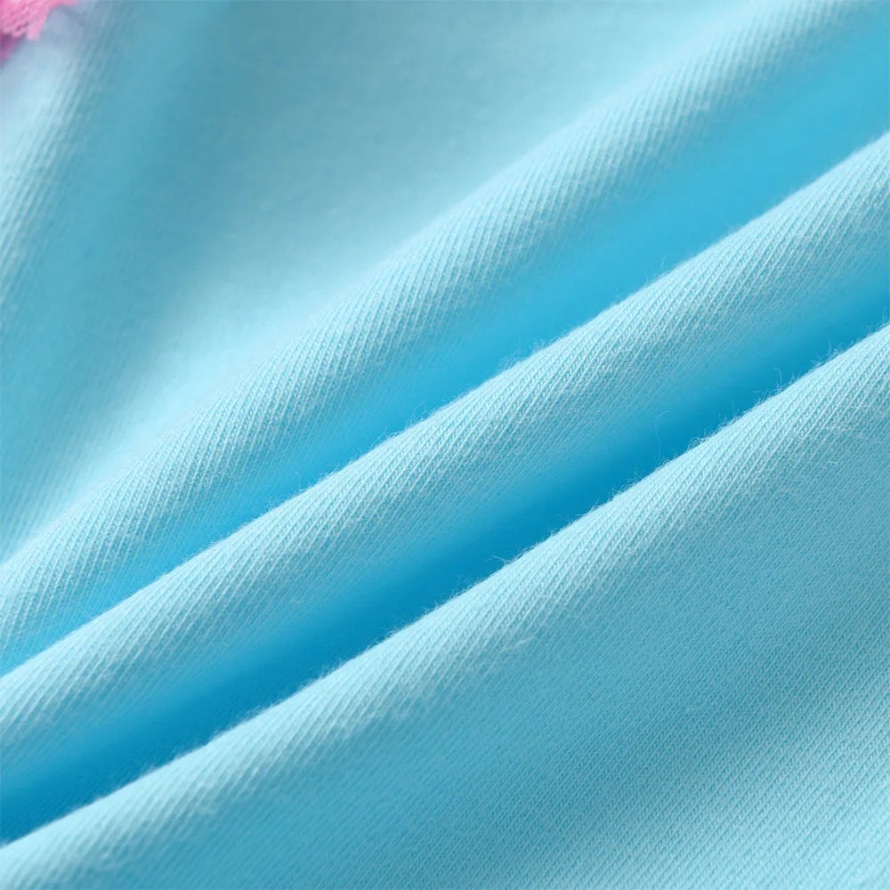 VIKITA Girls Licorne Star Print Dress Kids Summer Flare Sleeve Blue Dresses Kids Birthday Party Fashion Princess Elegant Dresses