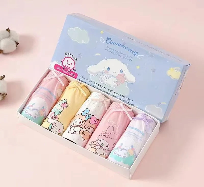 5Pieces/Box Kids Girls Panties Lovely Cinnamoroll Children Triangle Underwear Soft Cotton Boxed Briefs For Girls 2-14 Years old
