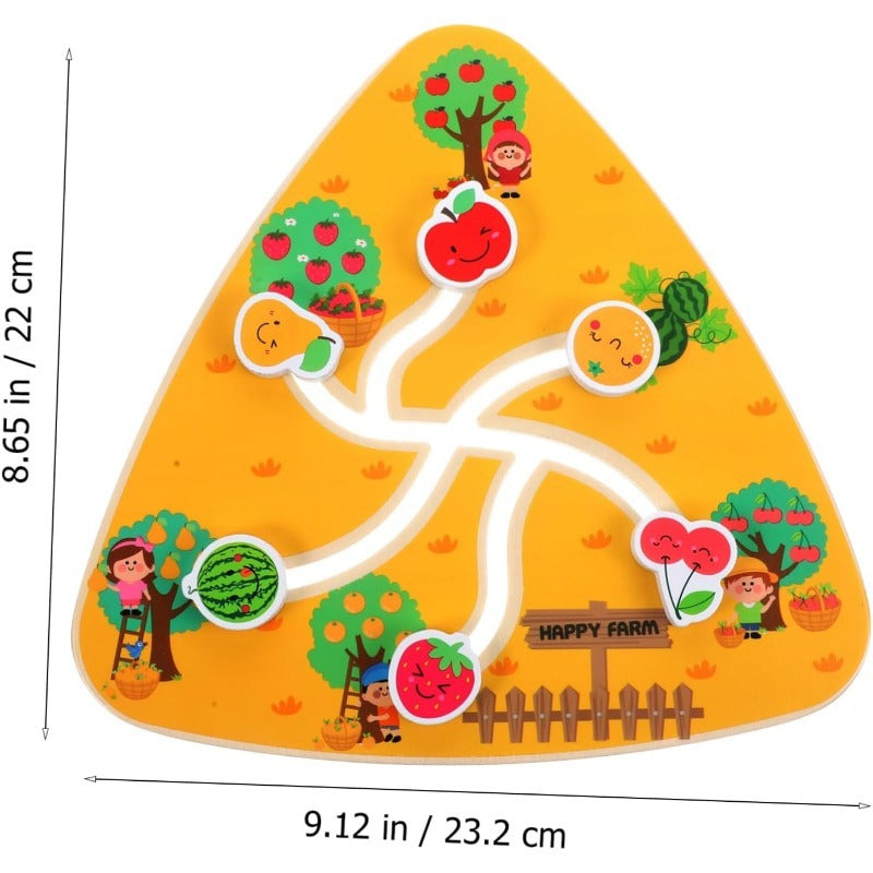 Board Game Toddlers Toy Walking Maze Wooden Chess Board Wooden Fruit Maze Board Movable Maze Board Wood Board Taste Game