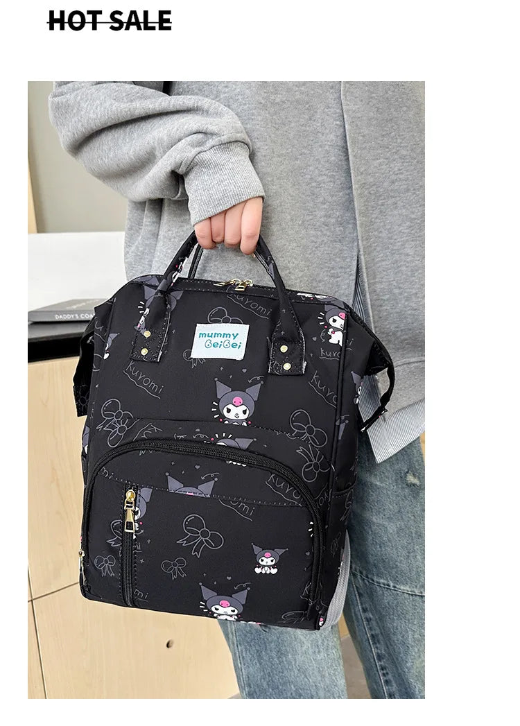 Kuromi New Diaper Bag Backpack Cartoon Cute Baby Diaper Bag Backpack Multifunctional Fashion Lightweight Baby Bag Large Capacity