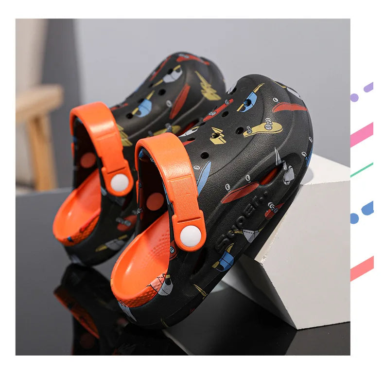 Kids'Sandals PU Leather Summer Beach Shoes Printing For Children Breathable Soft Thick Bottom Khaki Yellow Shoes Size 26-38