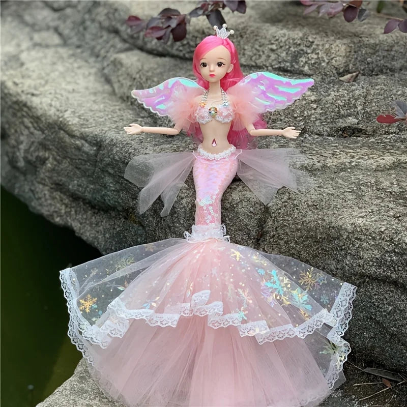 Colorful Mermaid Doll Rainbow Princess Toy Children's Pretend Play House Dress Up Toy Christmas Birthday Gift for Girls