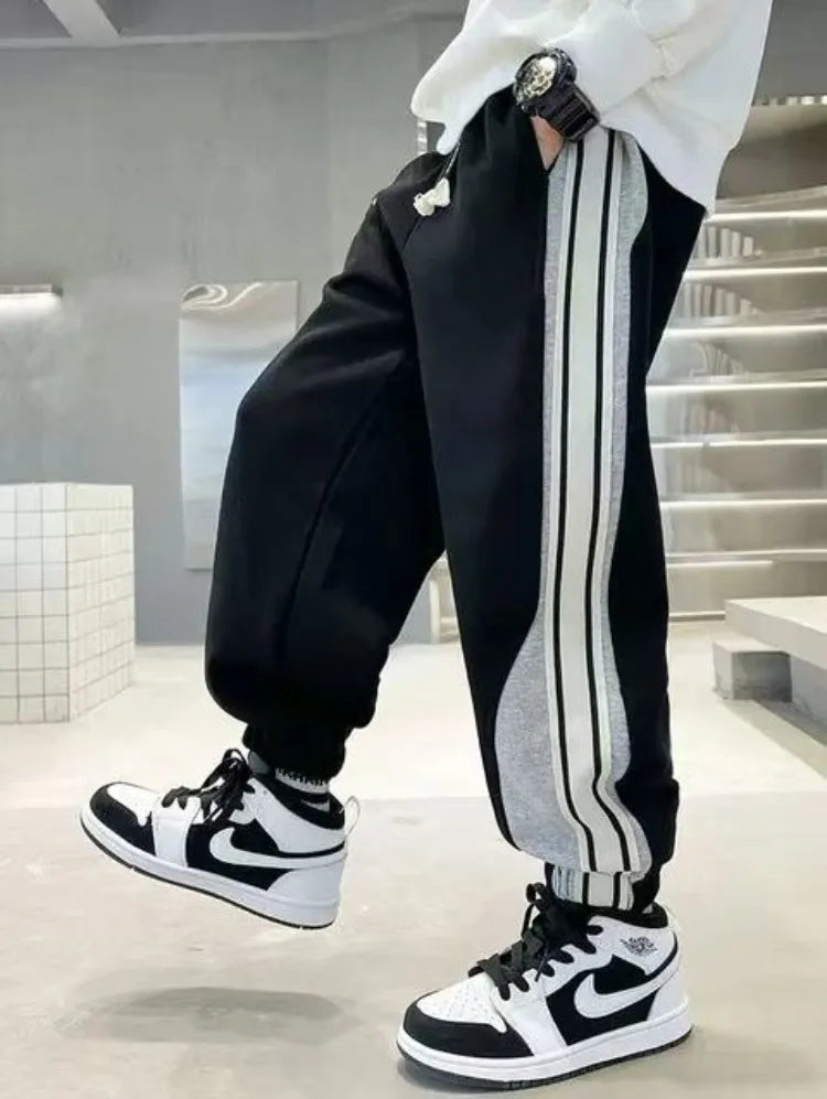 Knit Sport Pants for Boys' Autumn/Winter Casual Wear, Cuffed Joggers, Boys' Sweatpants, Boys' Athletic Pants