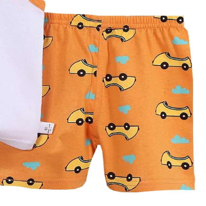 1-6 Y Kids Baby Boys Vest+Shorts 2-Piece Clothing Set Cartoon Printing Summer Girls Cotton Tracksuit Sports Casual Clothes Suit