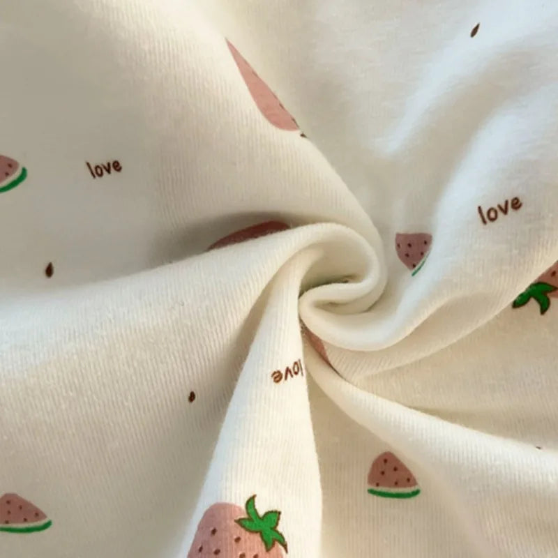 5PCS Kids Girls Cotton Soft Antibacterial Briefs Baby Cute Strawberry Print Panties 2+y Young Children Thin Breathable Underwear