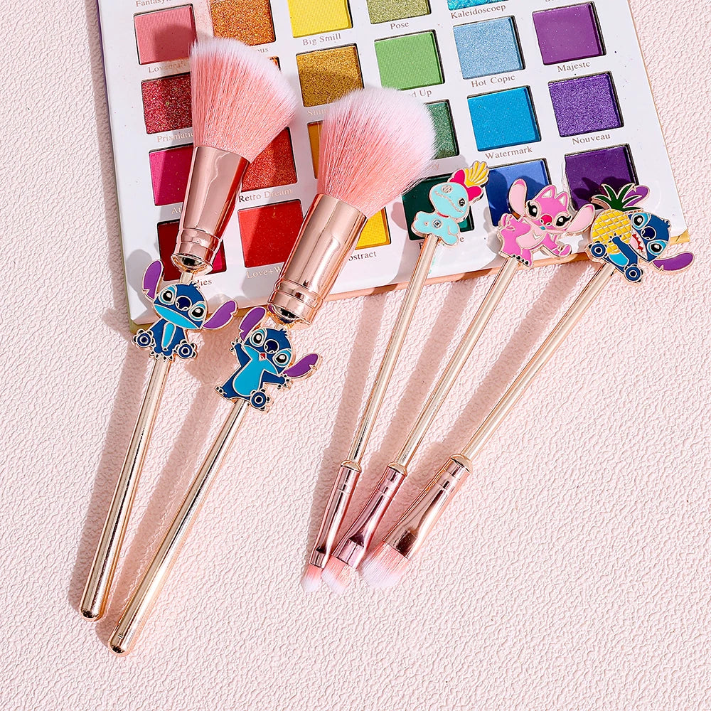 5pcs Summer Limited Stitch Makeup Brush Set Cartoon Doll Eyeshadow Brush Creative Makeup Tools Holiday Gifts for Girls