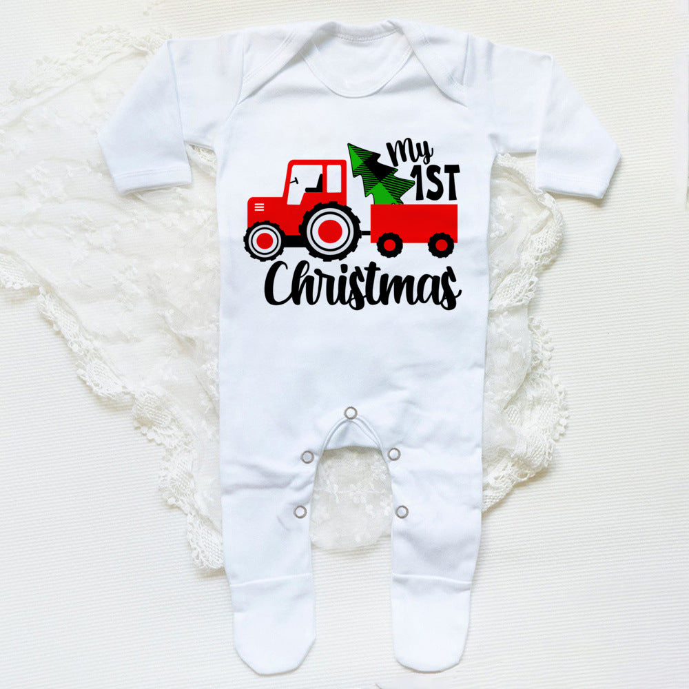 1st Christmas Babygrow Sleepsuit Boys Girls Cute Clothes Baby First Christmas Gift Toddler Xmas Sleepsuit Baby White Bodysuit