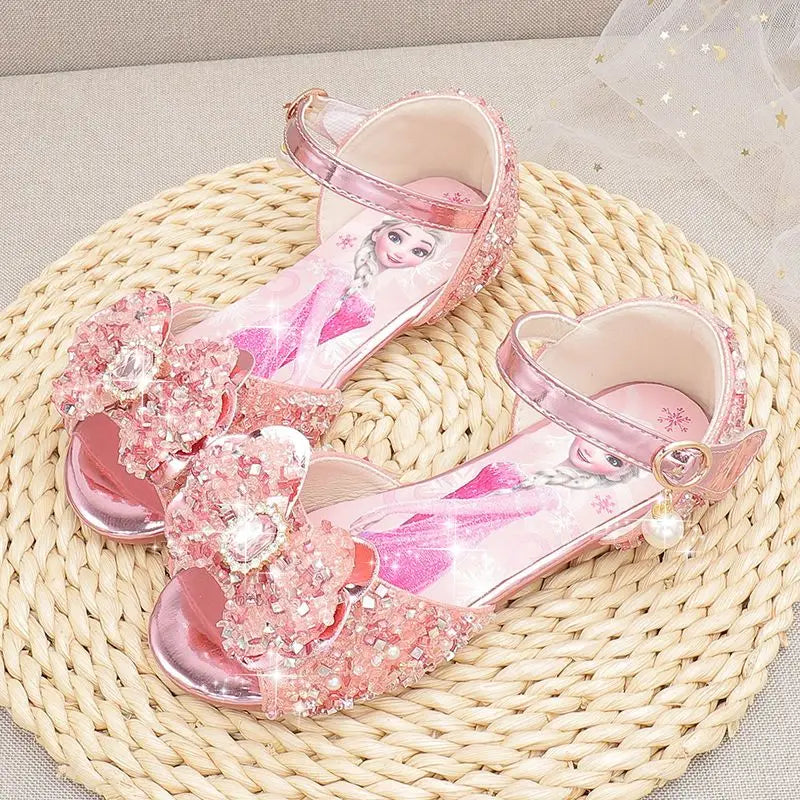 Disney Fairy Girl Butterfly Cinderella Princess Sandals Fashion Children Masquerade Role Play Elegant Party Crystal Shoes