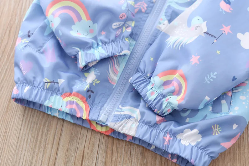 Fashion Kawaii Children's Jackets for Boys Girls Pink Blue Autumn Clothes 1 to 2 3 4 5 6 7 8 9 Years 2024 Kids Hoodie Waterproof