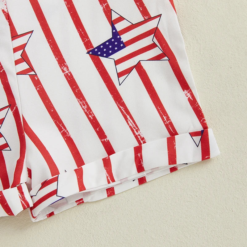 Infant Boys Patriotic Rompers American Flag Print Sleeveless Summer Bodysuits Jumpsuits for Independence Day