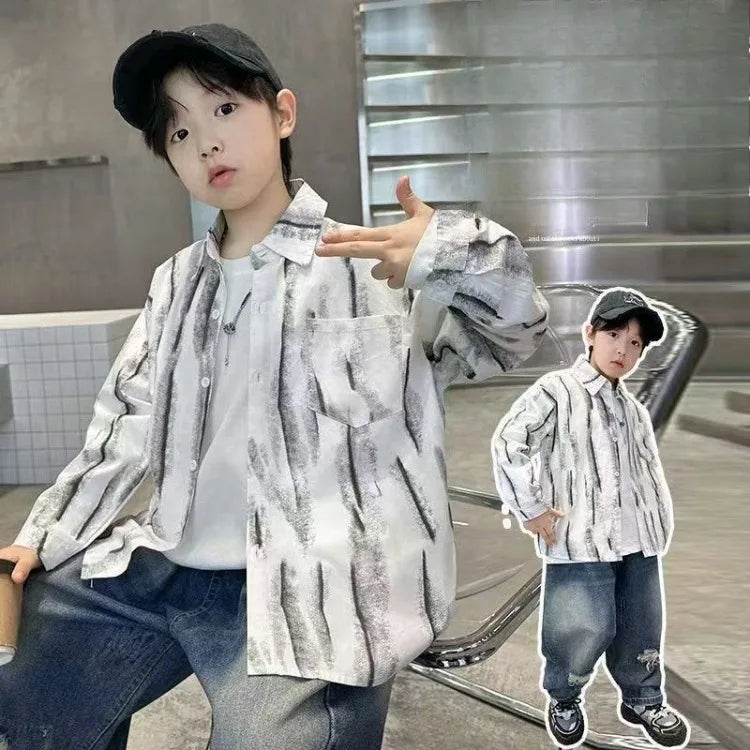2025 New Boys' Spring Autumn Long Sleeve Shirt Toddler Boys Stylish Long Sleeve Shirt Trendy Design for Kids
