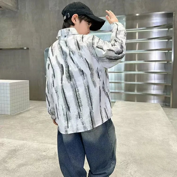 2025 New Boys' Spring Autumn Long Sleeve Shirt Toddler Boys Stylish Long Sleeve Shirt Trendy Design for Kids