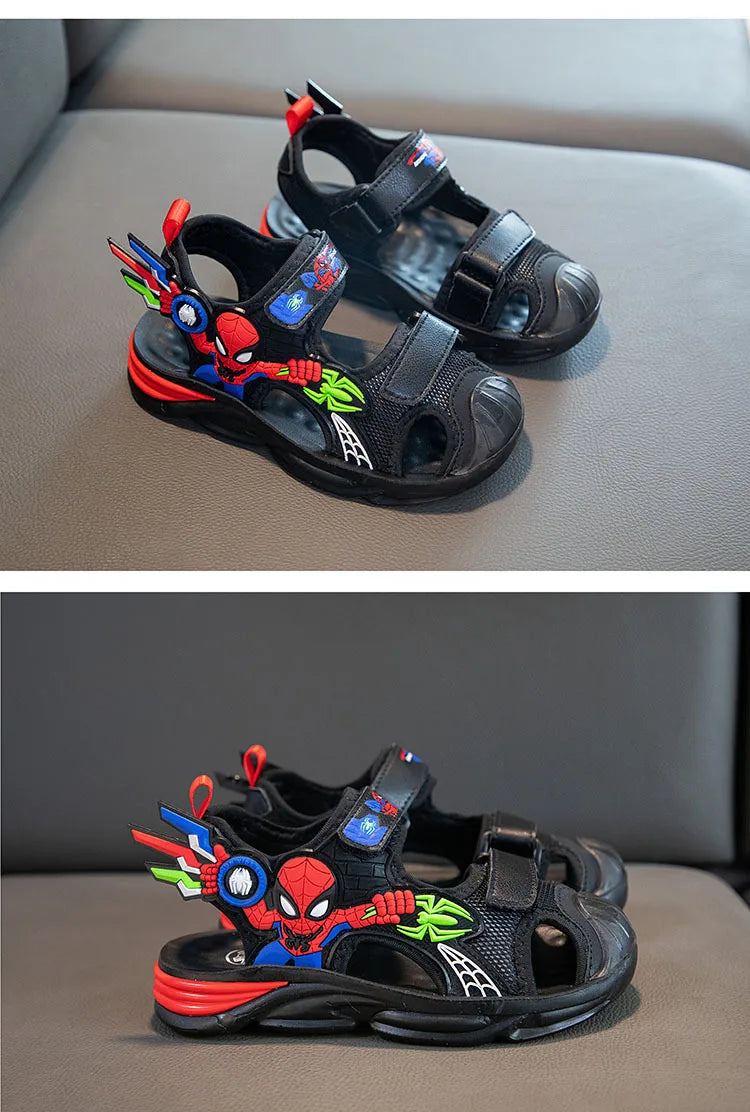 Disney Children's Cartoon Sandals Summer Boys' Beach Sandals Soft Soled Children's Sports Sandals Open Peep Toe Black Shoes
