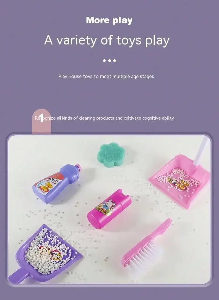 Housekeeping Cleaning Trolley Playset Caddy Includes Accessories and Toy Vacuum with Sounds and Lights Pretend Play for Girls