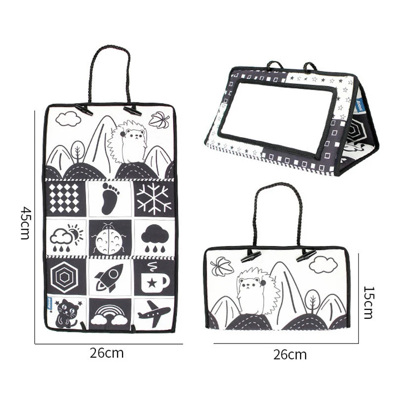 Baby Mirror Tummy Time Toys Black And White For Babies Montessori Development Crawl Toys Contrast Newborn Baby Activity Mirror