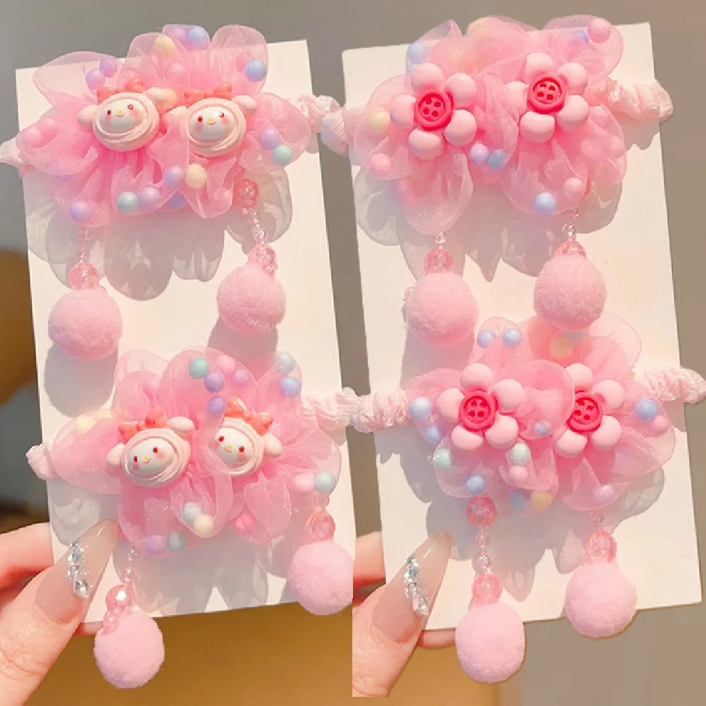 Cute little girl‘s hair loop elastic hair rope flower hair accessory