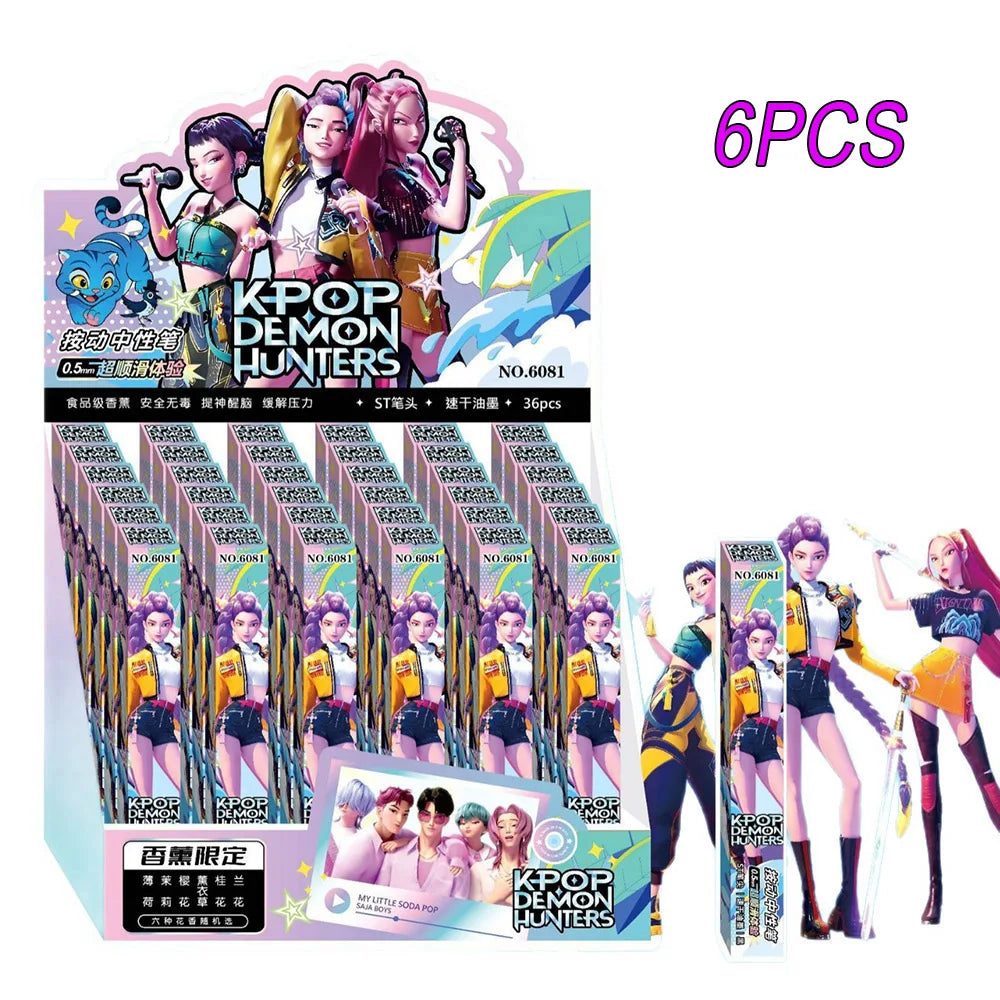 1/3/6/12/24Pcs KPop Demon Hunters Black Gel Pen Blind Box Student Writinng Pen Anime Figure Stationery Study Supplies Gift 0.5mm