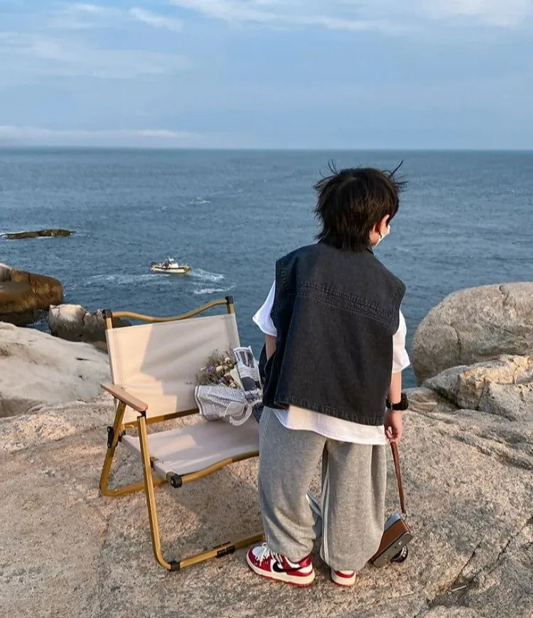 2025 New Boys Denim Vest Sleeveless Toddler Boys Spring Autumn Stylish Kids Jacket