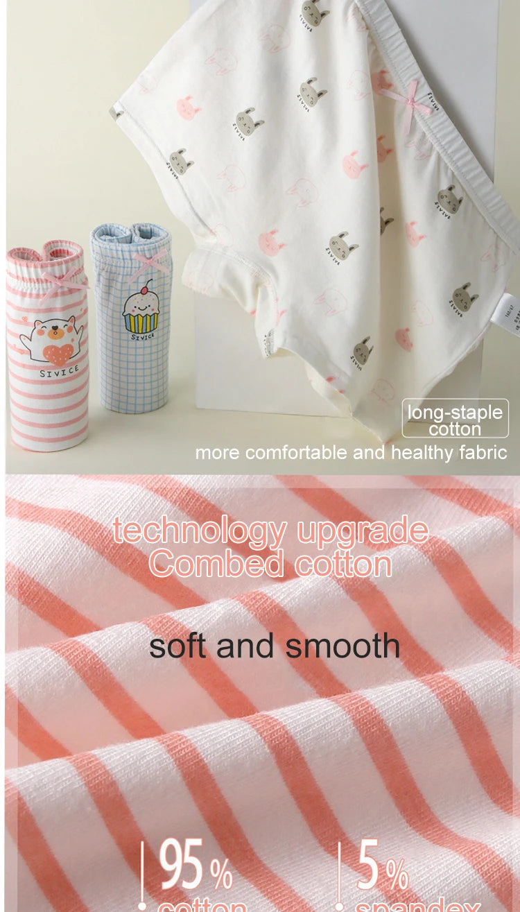 Children's Cotton Women's Underwear All Seasons Middle And Large Kids Triangle 4 Corner Student Shorts Girls Cotton Girls 4PCS