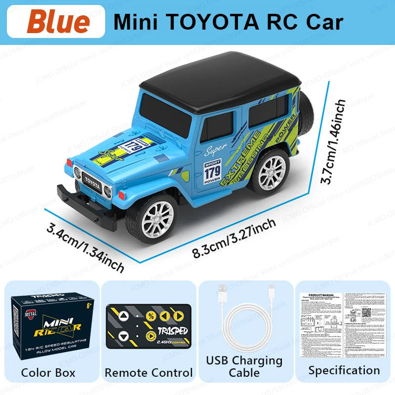 JCMO Mini RC Car 1:64 App/2.4Ghz Remote Control Desktop Small Portable Toy Off Road Vehicle Alloy Carshell For Children Gift New