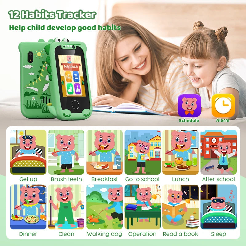 Kids Smart Toy Phone Toddler Touchscreen Game Phone MP3 Music Player with Dual Camera for Girl Boy Christmas Birthday Gifts