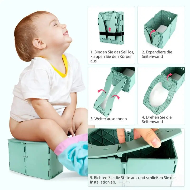 Travel Potty for Kids,Reusable Portable Folding Potty for Toddler,Foldable Toilet for Outdoor Camping,Toddler Toilet Seat Green