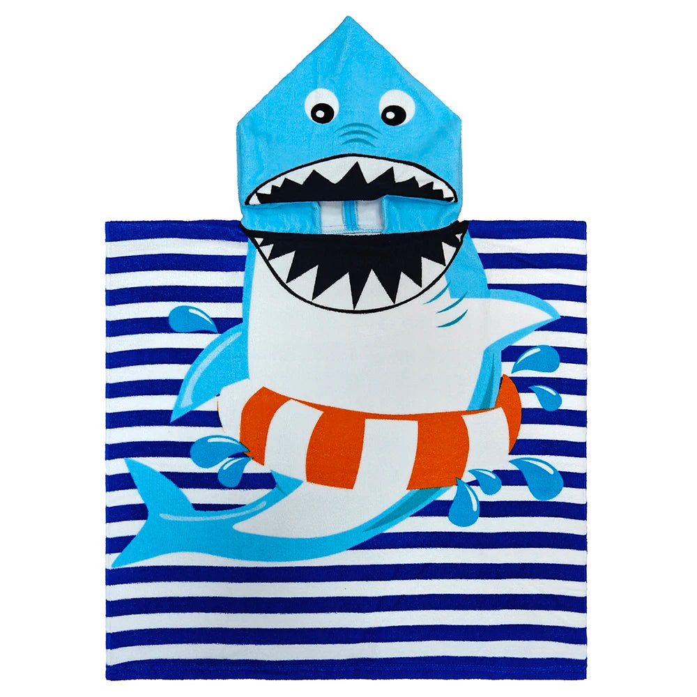Children Bathing Stuff Kids Hooded Cape Towel Boy Shark Bathrobe Baby Dinosaur Bath Towel Girls Unicorn Beach Towel Wrap Blanket