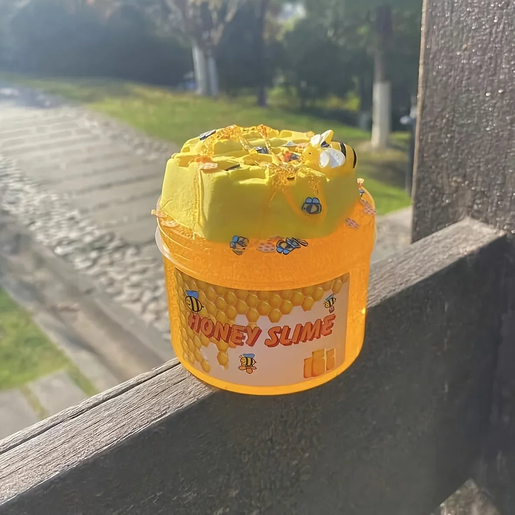 Honeycomb Slime Toy DIY Yellow Transparent Honey Slime Set Simulated Handmade Clay Toy Stretchy Toy Squishy Toy Gift for Kids