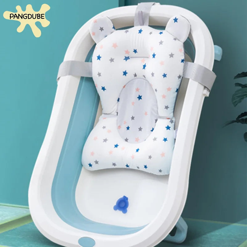 PANGDUBE Baby Bath Seat Newborn Bathtub Cushion Adjustable Support Pad with Non-Slip Mat 0-12 Months Shower Safety Float