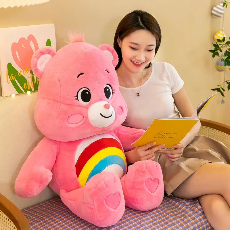 MINISO 30CM Carebears Kawaii Rainbow Bear Plush Toy Lovely Anime Colorful Bear Stuffed Doll Room Decor Lovely Bear Birthday Gift