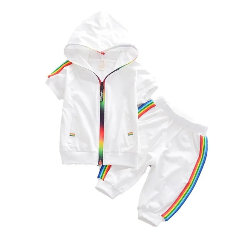 New Summer Baby Clothes Boys Clothing Children Girls Sports Hooded Shirt Shorts 2Pcs/Sets Toddler Casual Costume Kids Tracksuits