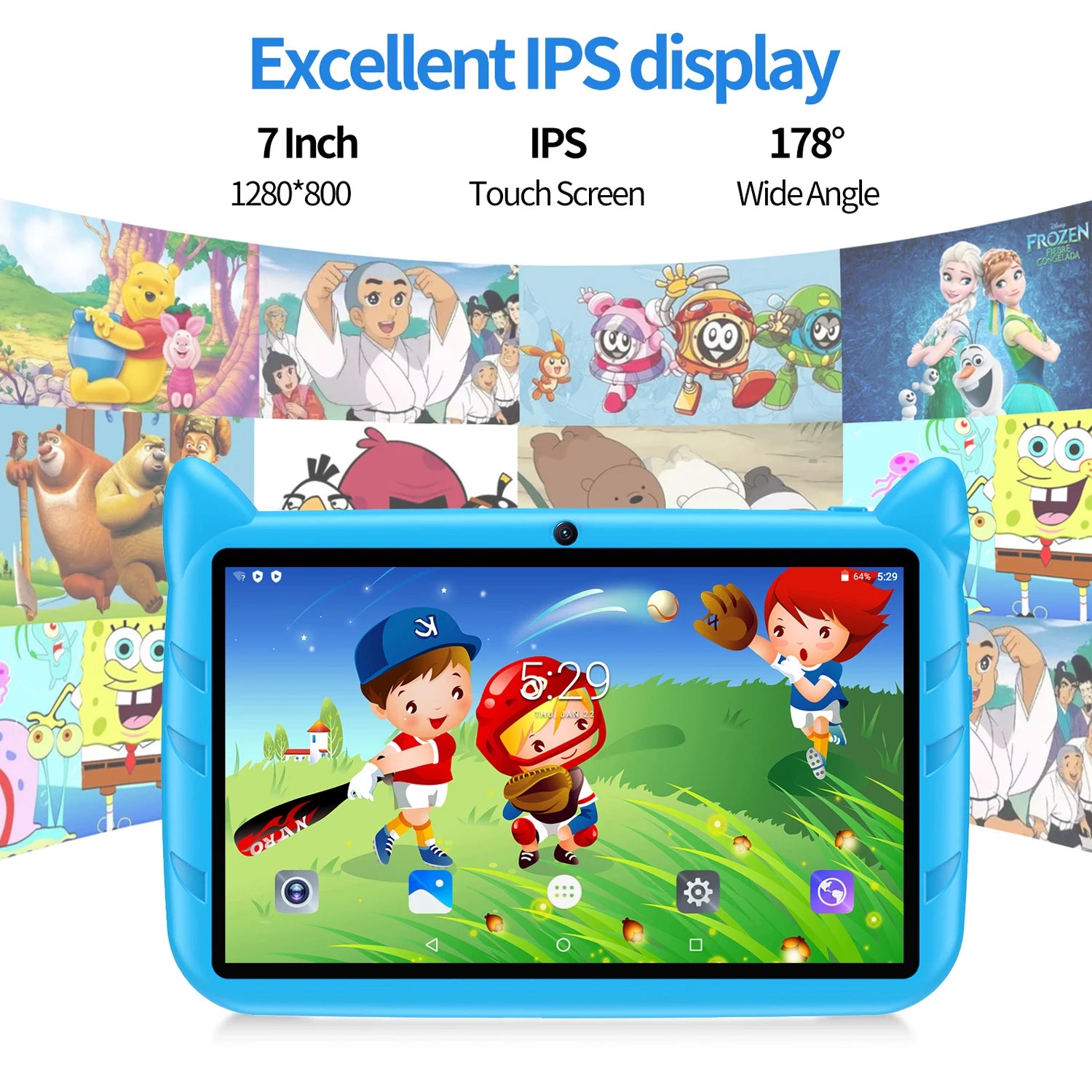 BDF Hot-selling Android 7 Inch Kids Tablet Quad Core 4GB RAM 64GB ROM Android 13 Google Learning Education Games Tablets 4000mAh
