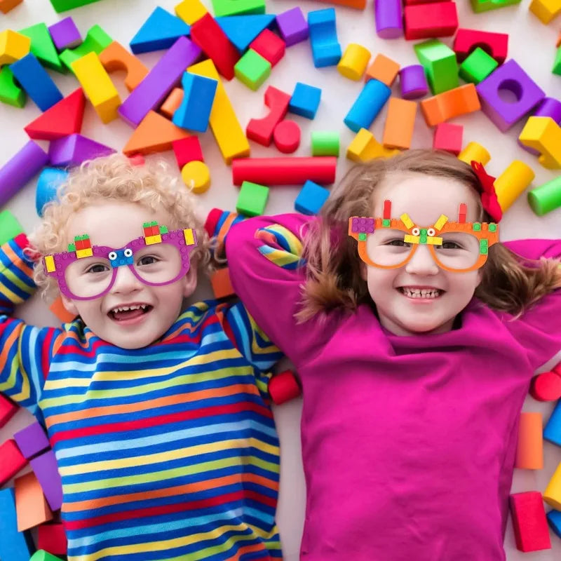 DIY Building Bricks Glasses Building Blocks Games for Kids Creative Building Block Birthday Party Favors, Carnival Party Games