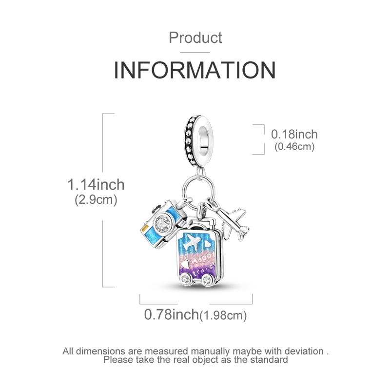 Pink Series Original 925 Sterling Silver Charm Bead Travel Airplane Pendant Fit Original Bracelet Necklace For Women DIY Gift