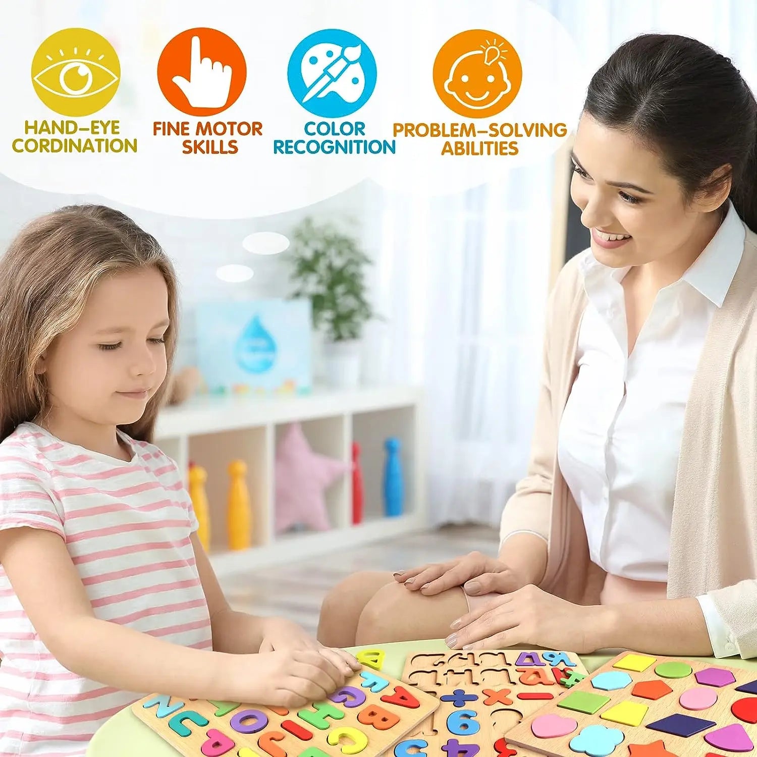 Wooden Puzzles Toys for Kids 3 Year Alphabet Numbers Children Montessori Educational Learning Toys abc Letters Preschool Gift