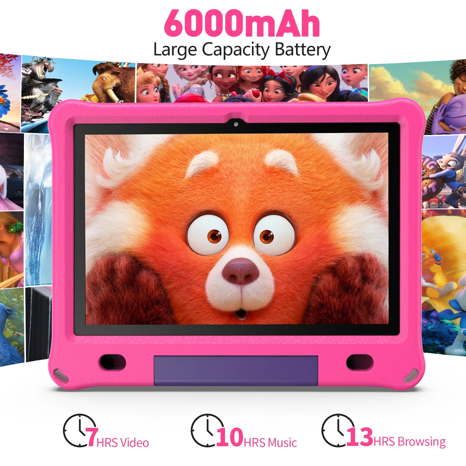 Pritom 10.1 Inch Kids Tablet Android 12 WIFI 6 Quad Core Processor 3GB RAM 64GB ROM YouTube with EVA Protective Case