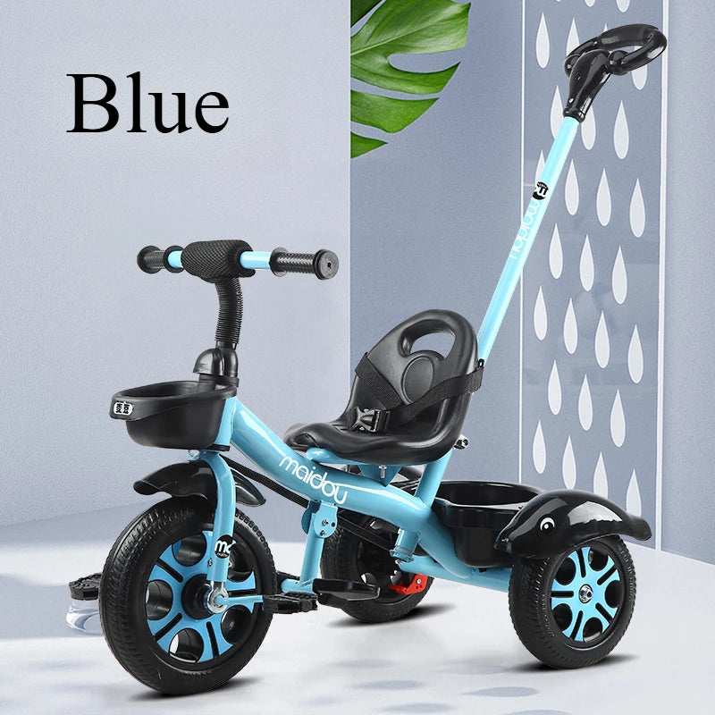 2 in 1 Toddler Tricycle for Kids Trike with Push Handle Adjustable Seat Storage Baskets Balance Bike Birthday Gift for Boy Girl
