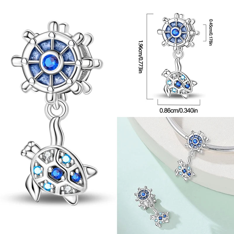 Hot Sale 925 Sterling Silver Ocean World Series Sea Turtle Starfish Little Crab Octopus Charms Bead Fit 925 Bracelet DIY Jewelry