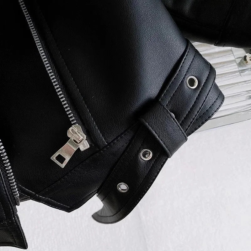 Boys Pu Leather Jackets Spring Autumn Children Handsome Outerwear Kids Zipper Trends Coats Baby Classics Clothes 2-8 Years