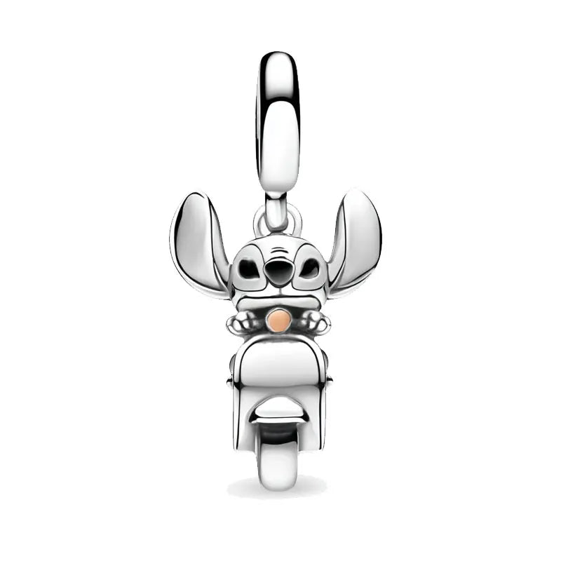 Customizable engraved 925 Sterling Silver Dangle Charm Stitch ride a motorcycle pendant for Original DIY Bracelet Fine Jewellery