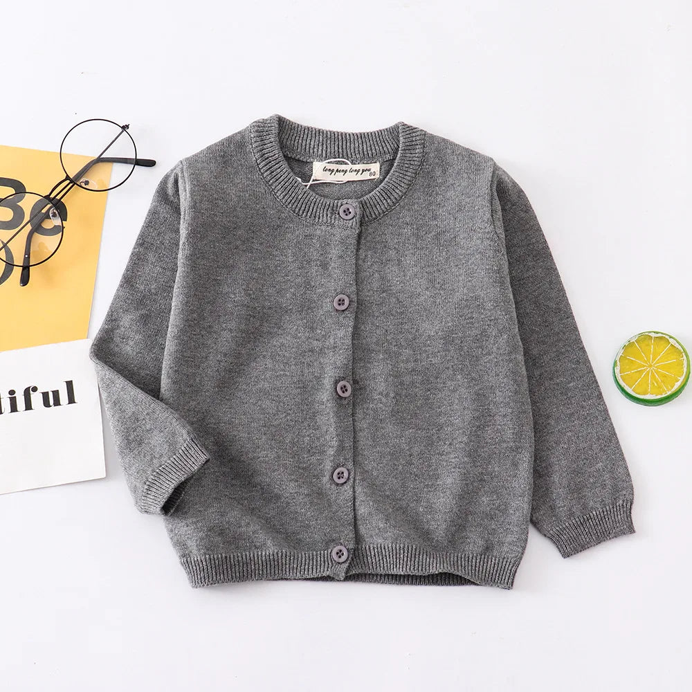 70-150cm Kids Knit Jacket for Girls Cardigan Sweater Blue Brown Toddler Baby Boy Knitwear Spring Autumn Cotton Children Clothing