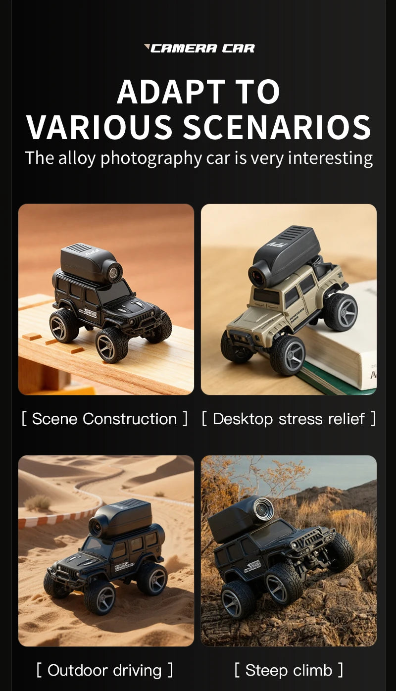 KF32 1:64 RC Mini Climbing Alloy Video Car With LED Light  and HD Camera Radio Remote Control Vehicle Toy for Kids Best Gift