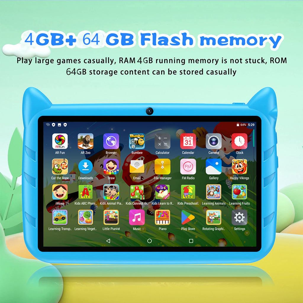 BDF Hot-selling Android 7 Inch Kids Tablet Quad Core 4GB RAM 64GB ROM Android 13 Google Learning Education Games Tablets 4000mAh