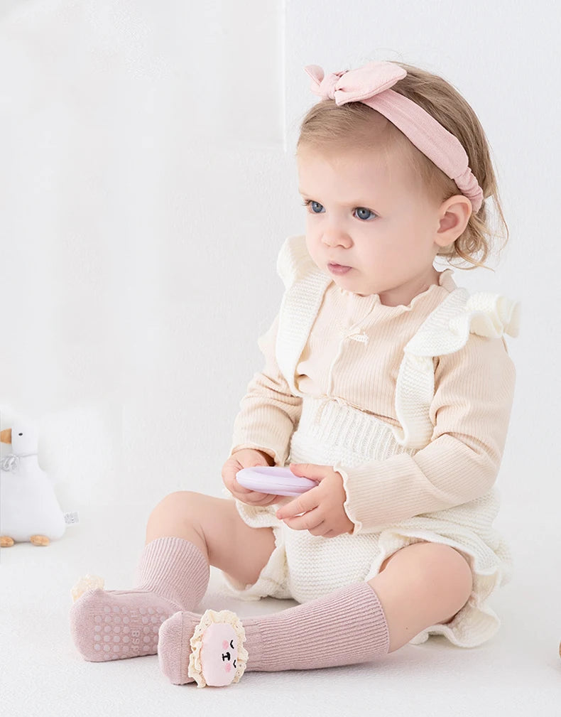 3/5 Pairs Baby Non Slip Floor Socks Cute Cartoon Design Anti slip Socks For Newborn Indoor Activities Toddler Socks Accessories